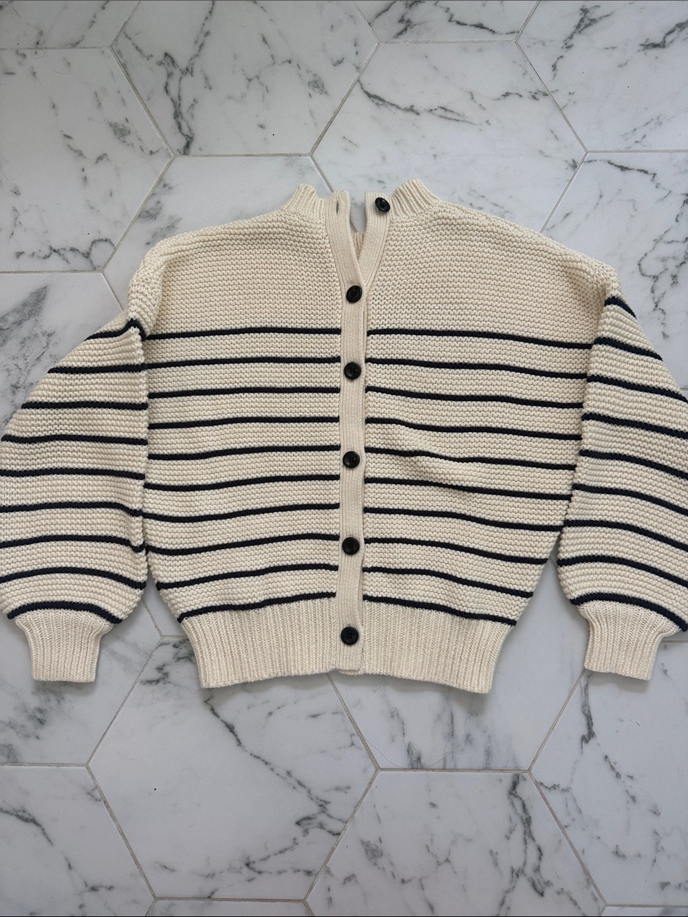Alex Mill Button Back cardigan Cream and Navy small